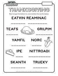 Word Scramble - Thanksgiving