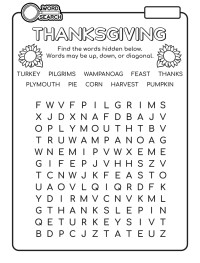 Word Search - Thanksgiving